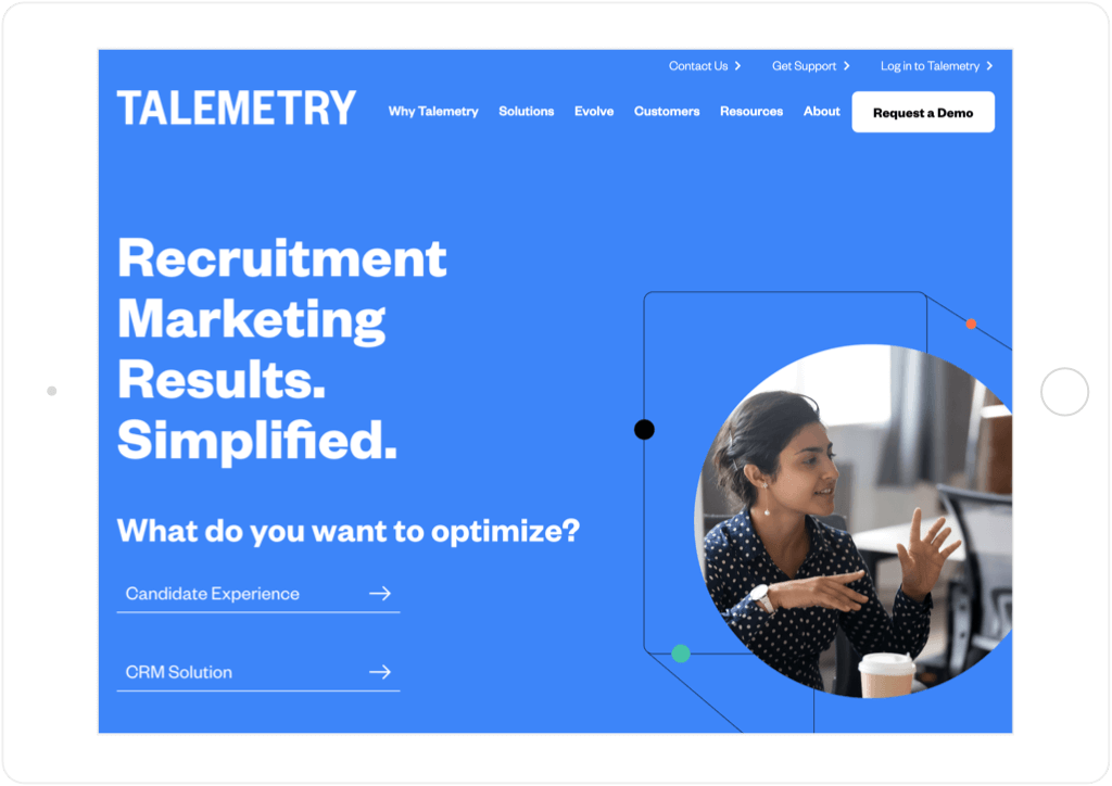 Talemetry website on tablet