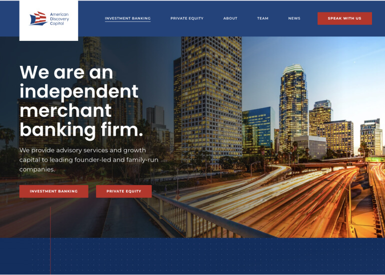 New website design for American Discovery Capital