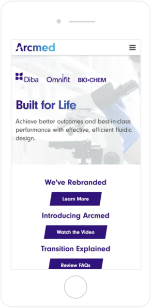 arcmed website design mobile view