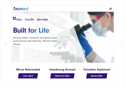 arcmed website design tablet view