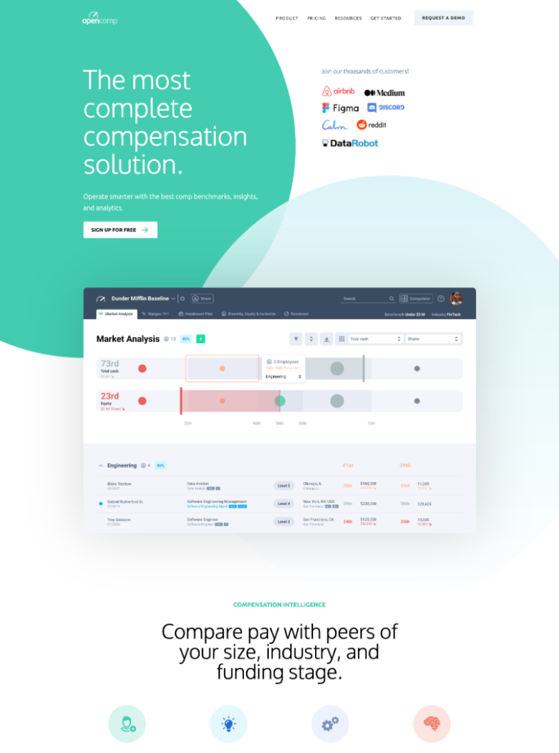 screenshot of opencomp before redesign