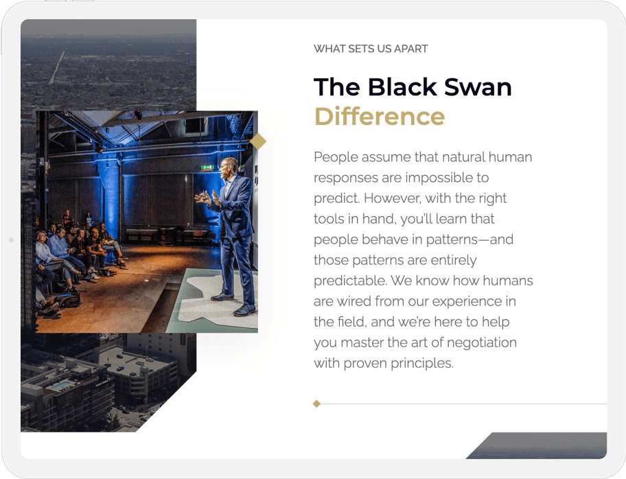 Black Swan Group web design with smartbug media tablet