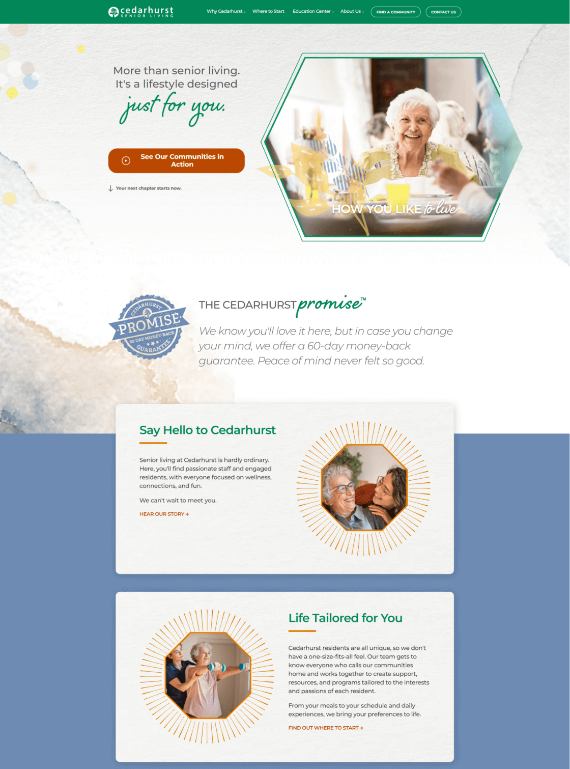 Cedarhurst website design desktop view