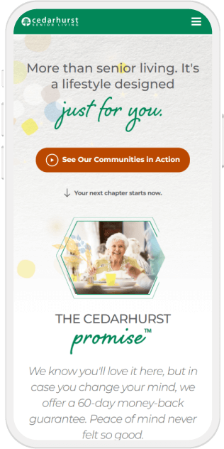 Cedarhurst website design mobile view