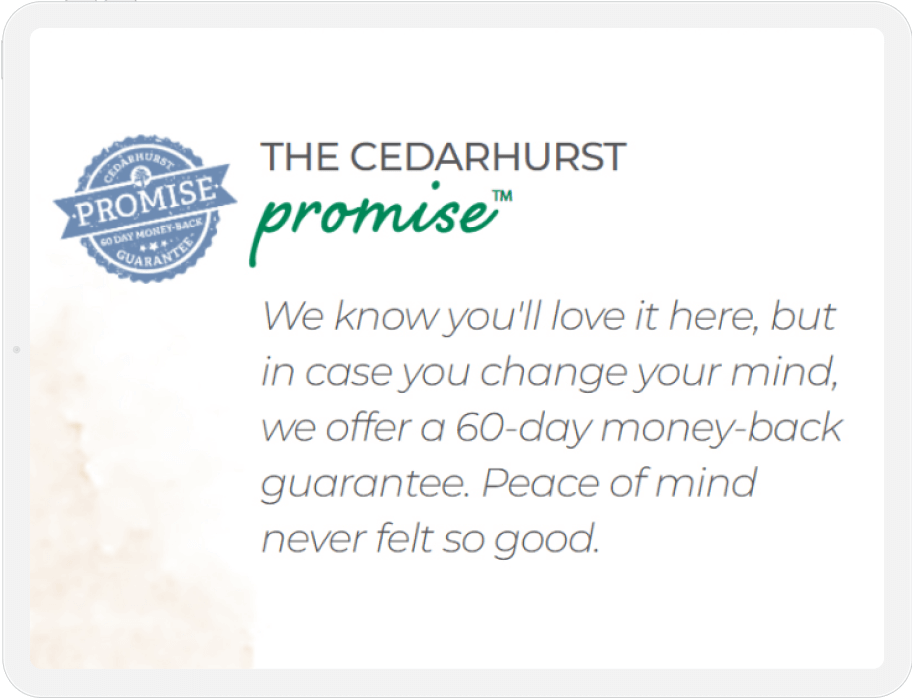 Cedarhurst website design tablet view