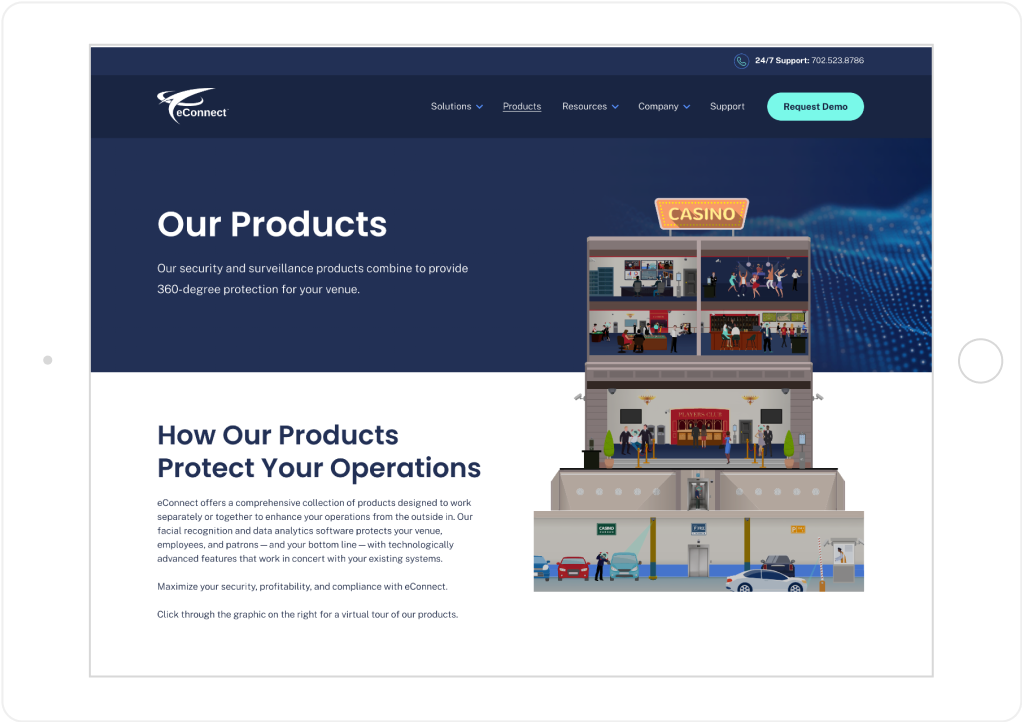 eConnect website design tablet view