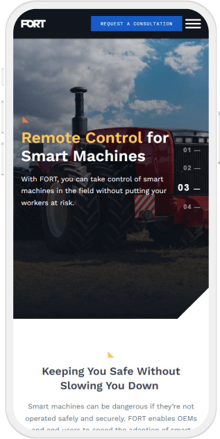 FORT website design mobile view