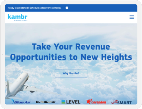 Kambr web design view on tablet