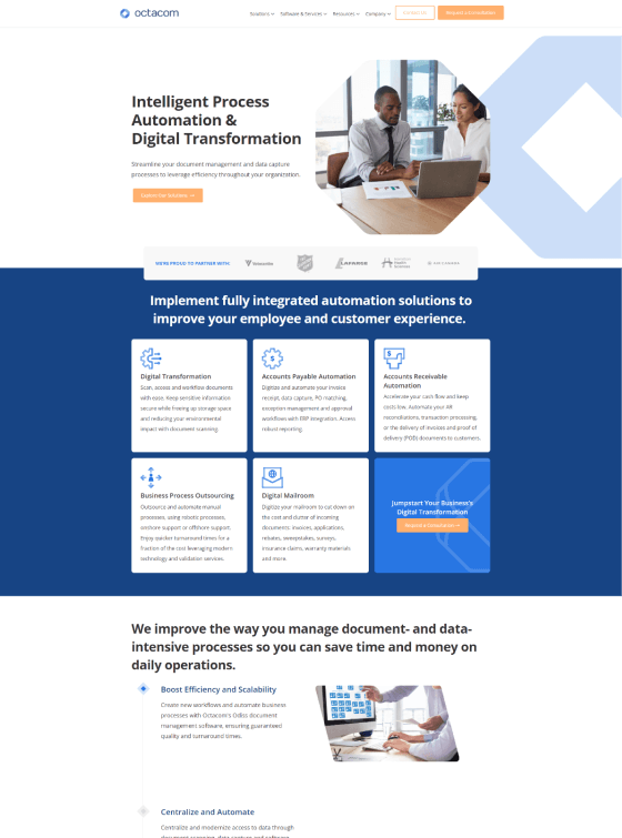 octacom website design desktop view