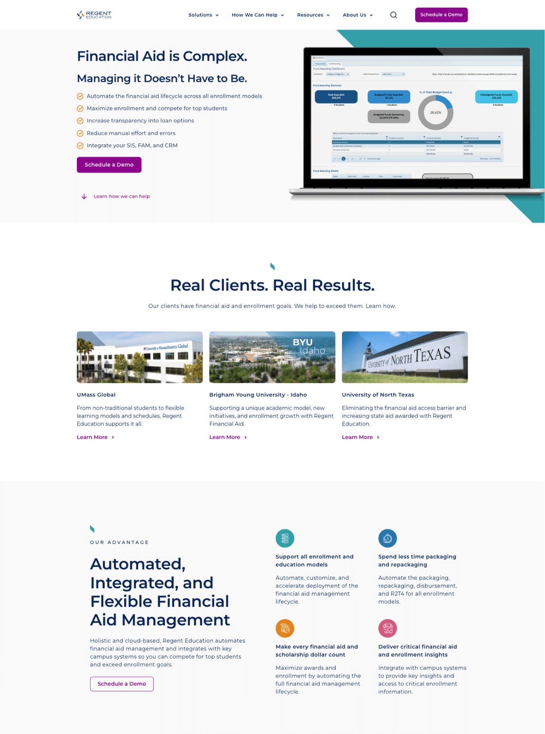 Regent Education Web Design Portfolio desktop view