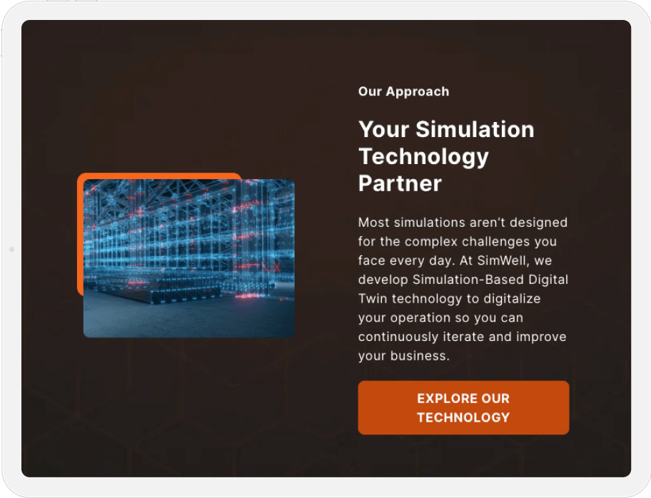 Simwell tablet view Providing Simulations at Scale to Digitize Operations