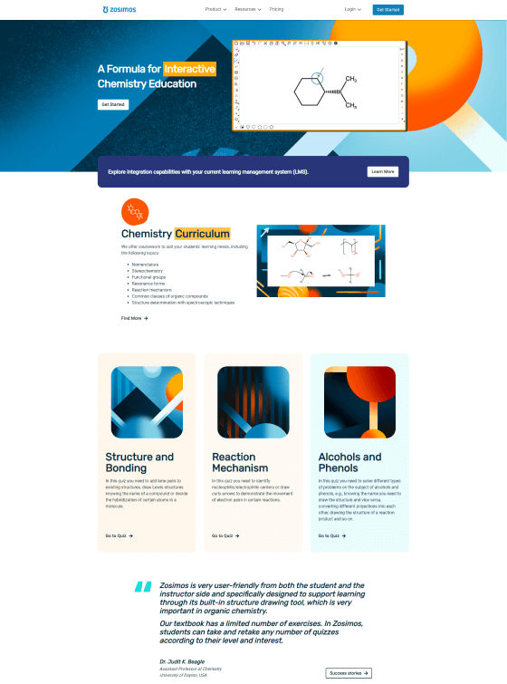 zosimos website design desktop view